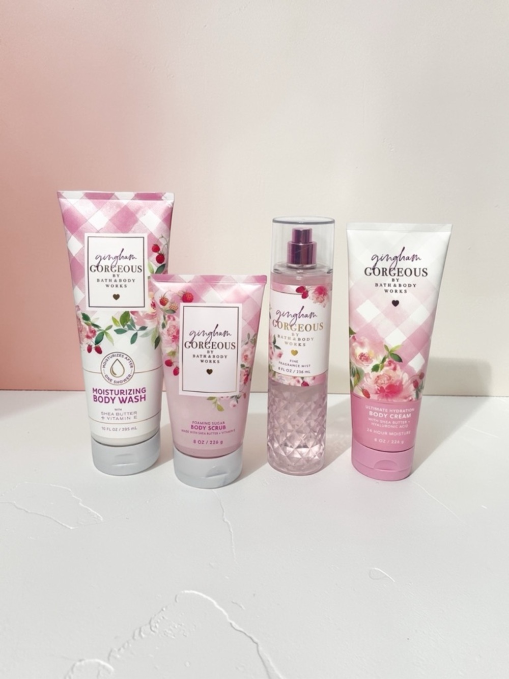 Bath & Body Works Gingham Gorgeous Gift Set Body Cream Scrub Nwt